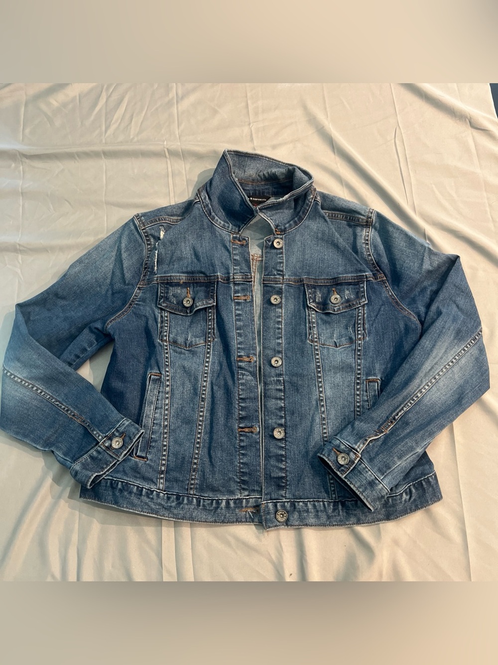 Rock & Republic Blue Jean Jacket Womens XL Western Cowgirl denim rock distressed